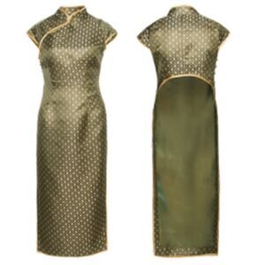 Rimless | Deep Green Jacquard Cheongsam Open Back | For Size see measurements